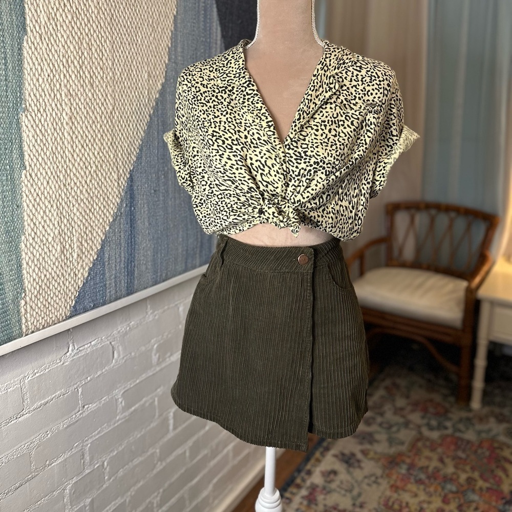 Zara Z1975 Denim Dark Green Corded Cross Over Skort